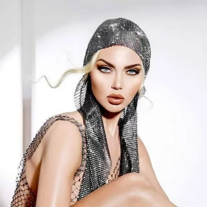 

Glitter Rhinestone Woman Bandana Hair Band Diamond Head Wraps Headband Headscarf Rave Festival Turban Clubwear Party Headwear