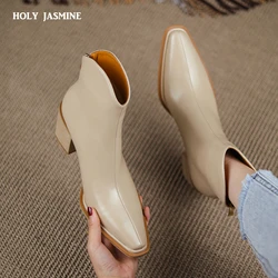 Pointed Toe Shoes Woman 2022 Winter Newest Genuine Leather Fashion Ankle Boots Concise Design Prom Boots Boots Shoes for Women