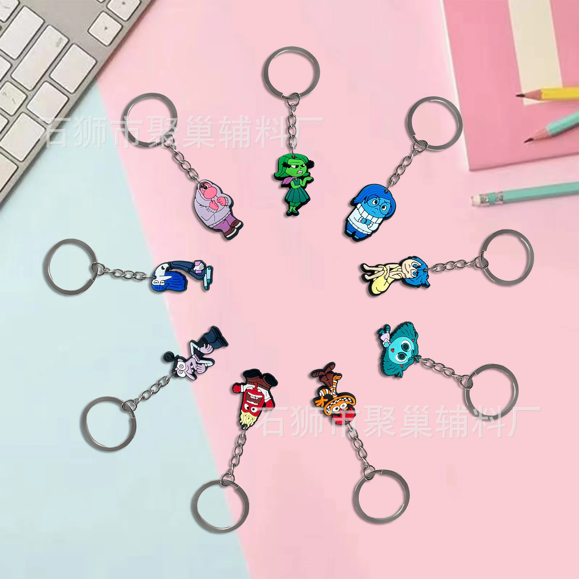 New Disney Inside Out Keychain Anxiety Anger Cartoon Figure Key Ring Accessories Backpack Pendant Decoration for Kids Toys Gift