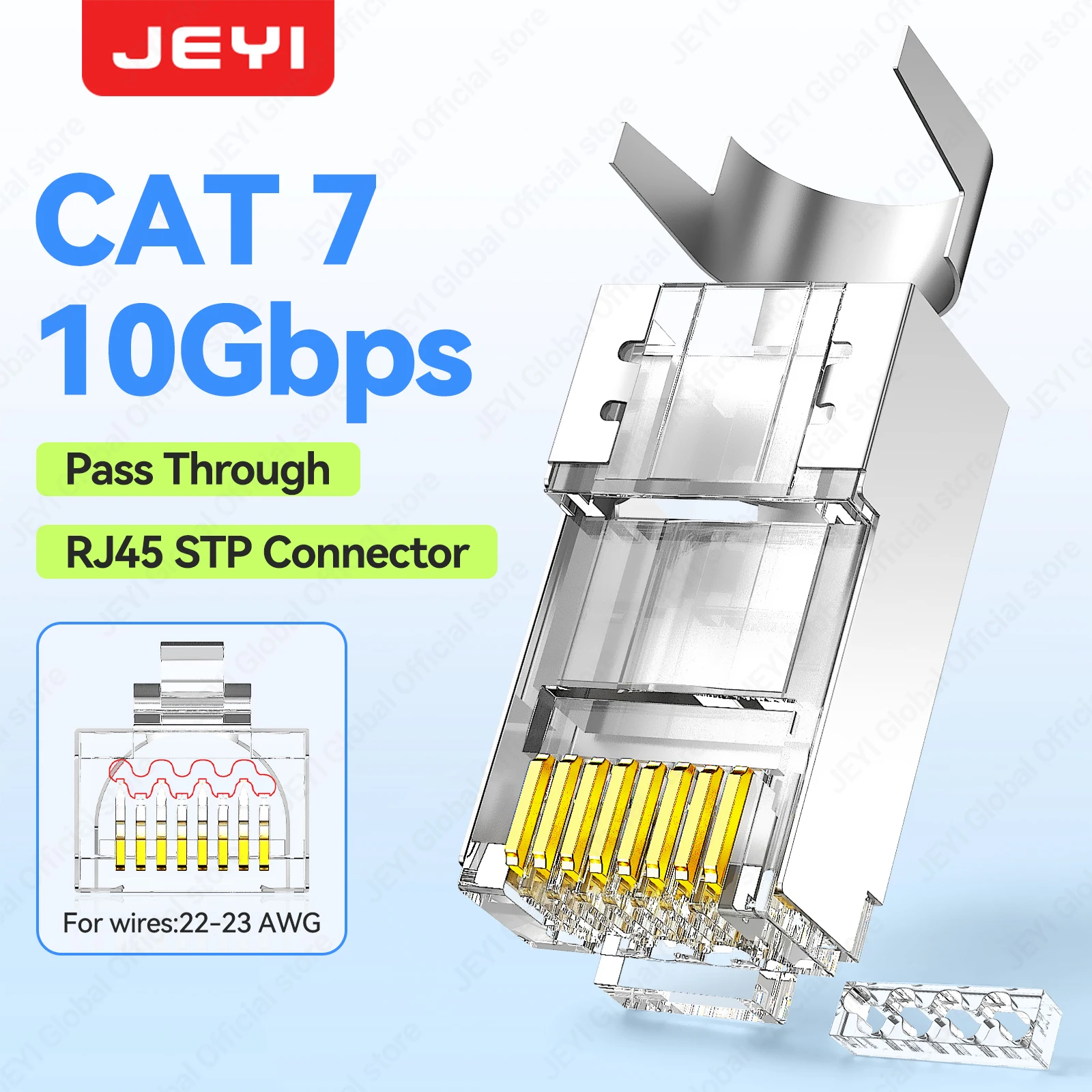 【¥2,135】JEYI 100個 シールド付きRJ45 Cat7パススルー型コネクター-アリエク特価アラート
