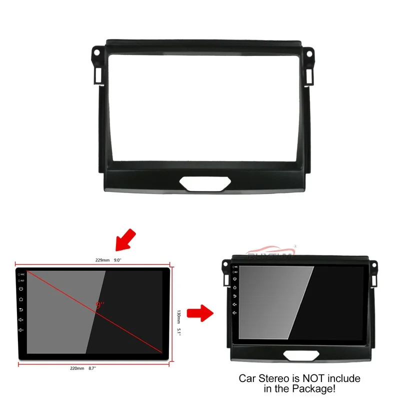 9 Cal samochodowa dla FORD Ranger Everest 2015-2019 podwójna samochodowy odtwarzacz Dvd Fascias Frame Frame adapter montażowy Panel kontrolny Facia