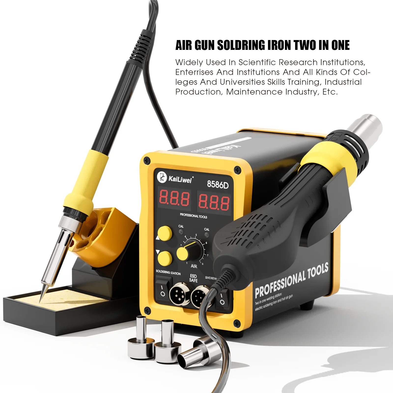 750W Led Display Rework Solder Iron Digital 2 In 1 Hot Air Gun Welding Soldering Station For Mobile Phone Repair Kailiwei