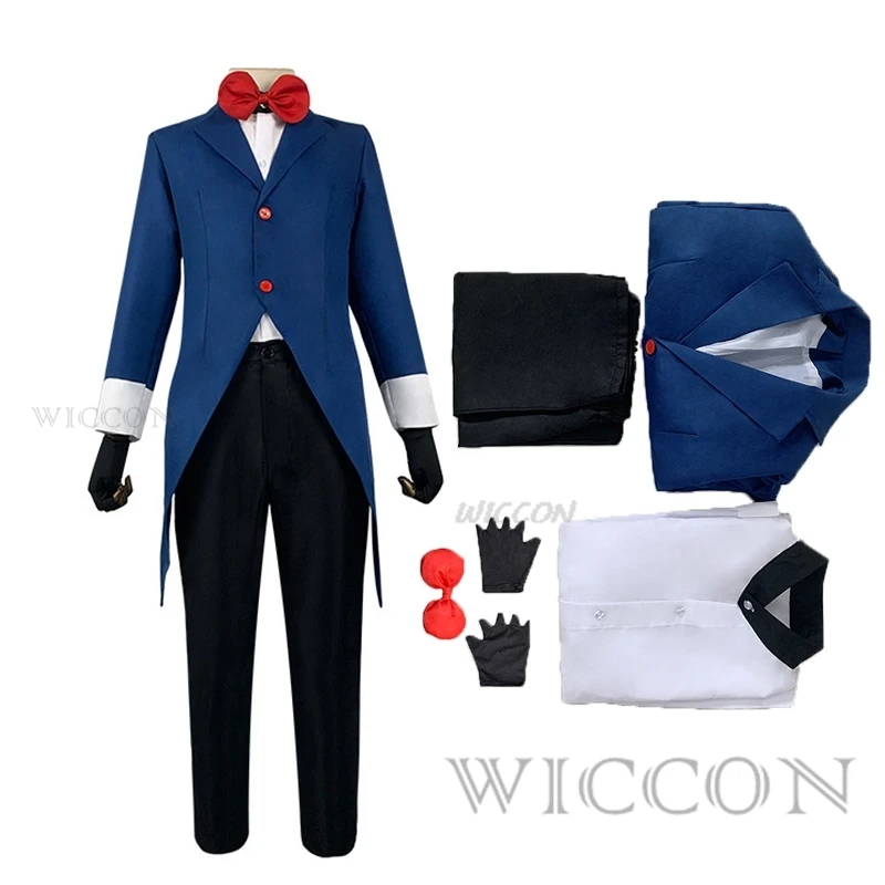 

Anime Hazzbin COS ALASTOR Costume Blue Uniform Suit Halloween Carnival Costumes Hazzbin Cosplay ALASTOR cosplay