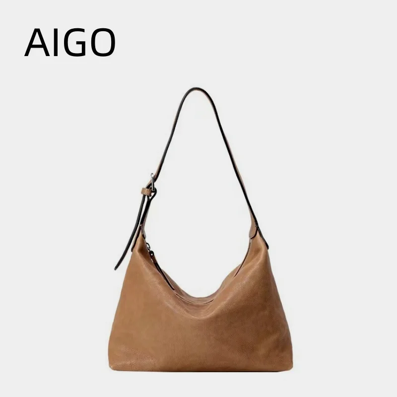 

AIGO Luxury Single Shoulder Bags For Women High-capacity Fashion Simple Handbag 2024 New Underarm Armpit Bag Bolsa сумка женская