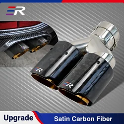 ER Exhaust tips Forged Carbon Double Outlet  Muffler nozzles Modify  car Decoration gold exhaust dual tips