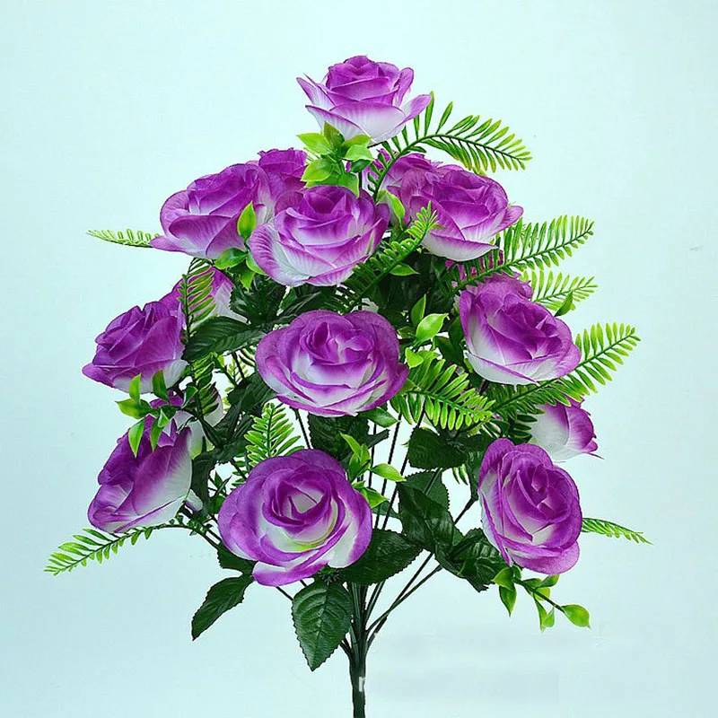 Künstlicher Blumenstrauß, 18-köpfige Rose, rosa Seidenpfingstrose, großer Kopf und Knospe, günstige Kunstblumen für Zuhause, Party, Hochzeit, Dekoration – Detail 6