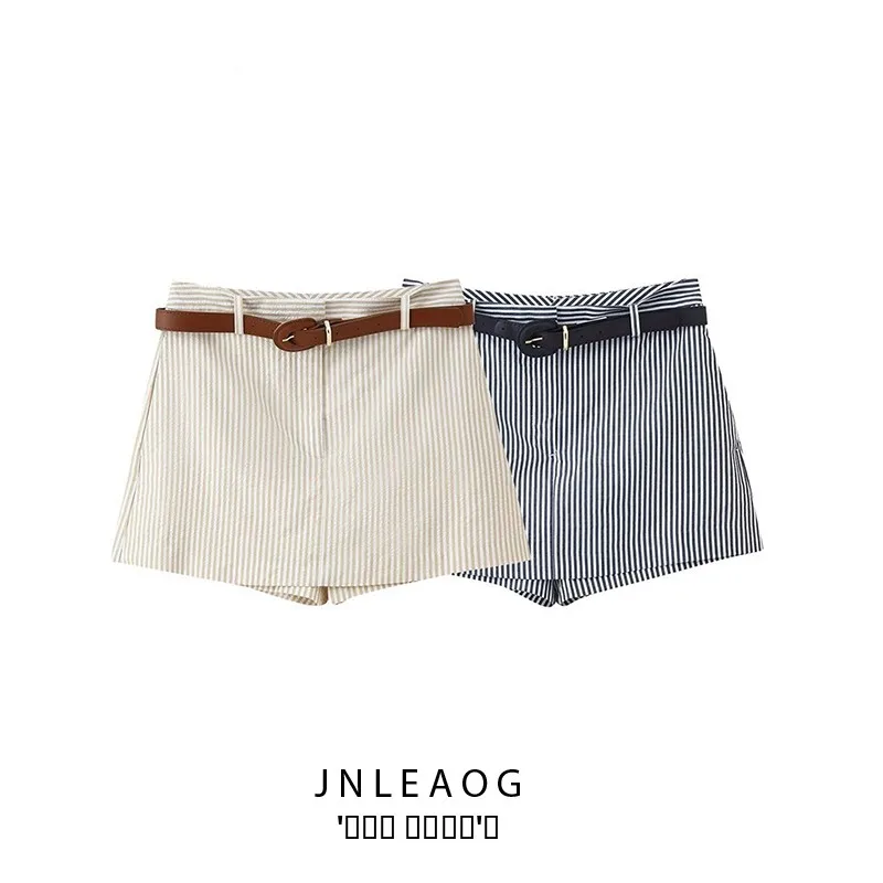 

Новые весенние женские повседневные полосатые легкие брюки-юбка Maturi с поясом, прямые брюки с высокой талией, полиэфирное волокно