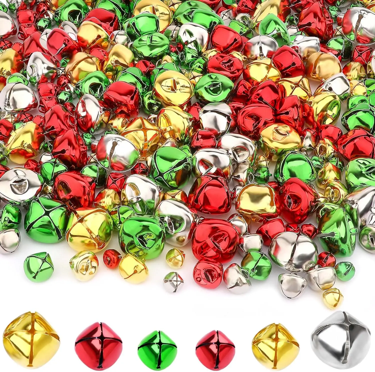 

240 разноцветных колокольчиков в 4 цветах и 3 размерах для рождественского декора, поделок своими руками и праздничных мероприятий