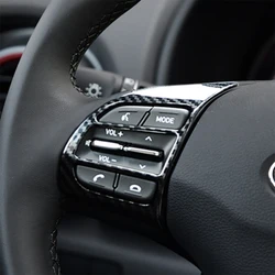 Car Accessories Carbon Fiber Look Steering Wheel Button Bezel Molding Sticker For Hyundai Kona 2018 2019 2020 2021 2022