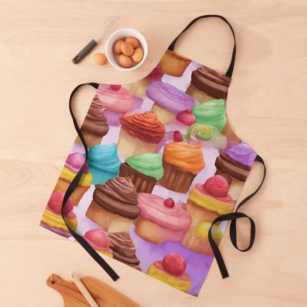 

Rainbow Cupcakes Apron Goods For Home And Kitchen men's barbecue Kitchen on the wall Cleaning Products For Home Apron