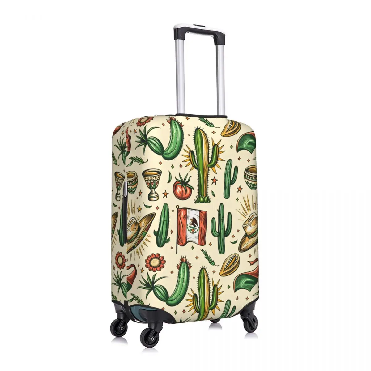 Custom Mexican Folk Art Cactus & Flag Print Luggage Cover Fashion Suitcase Protector Covers Suit For 18-32 inch