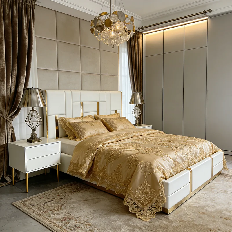 

# for Sale Leather Storage Bed Sets with Nightstands and Dressing Table Mirror