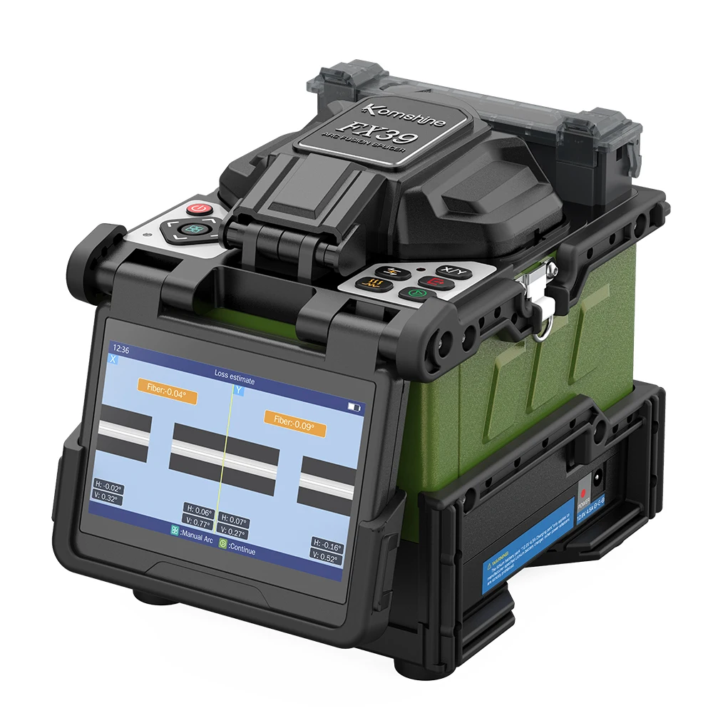 Komshine FX39 Trunk Fiber Fusion Splicer Six Motors Core To Core Alignment Spanish French Russian Portuguese