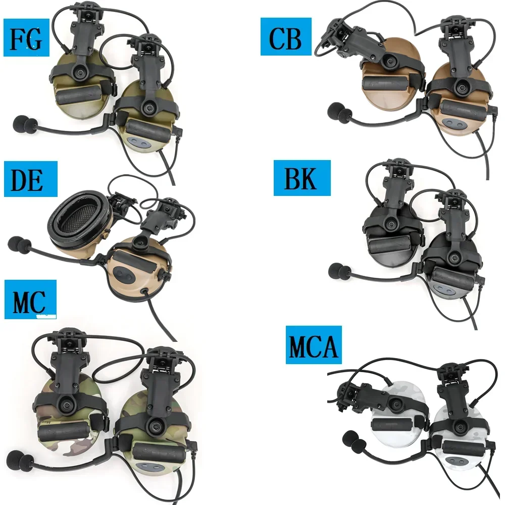 TAC-SKY Walkie Talkie PTT Headset COMTAC II Headset Tactical COMTAC  Helmet ARC Track Bracket Silicone Earmuff Version