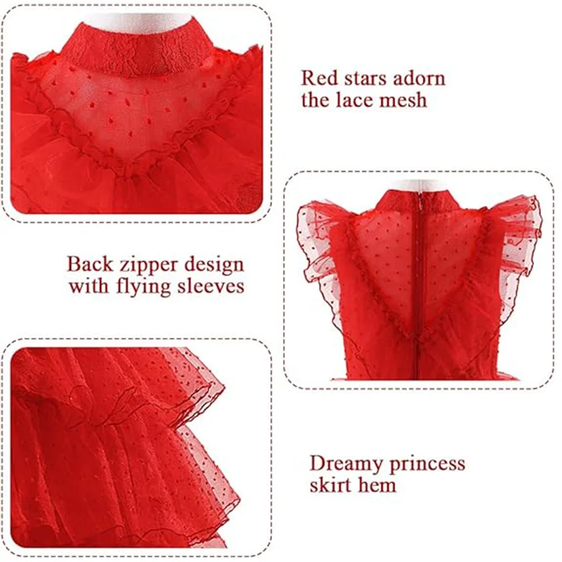 فستان ليديا ديتز-شبح العروس الرعب تأثيري للفتيات ، ثوب تول ، الحجاب والقفازات للأطفال ، هالوين ، حفلة عيد الميلاد ، فستان ، 3-14 سنة