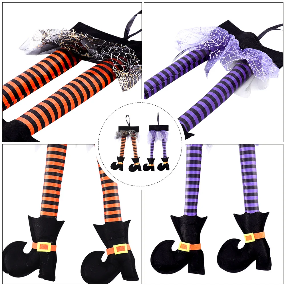 

2pcs Halloween Witch Legs Hanging Decorations Festival Party Supplies Props Lightweight Ceiling Door Ornament For
