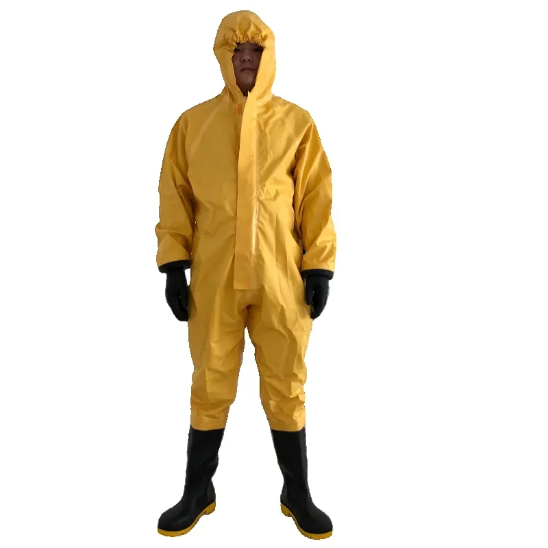 

Level 2 Yellow Disposable Work Clothes Semi-Closed Light Duty PVC & PP Chemical protection Clothing Alkali & Acid Resistant