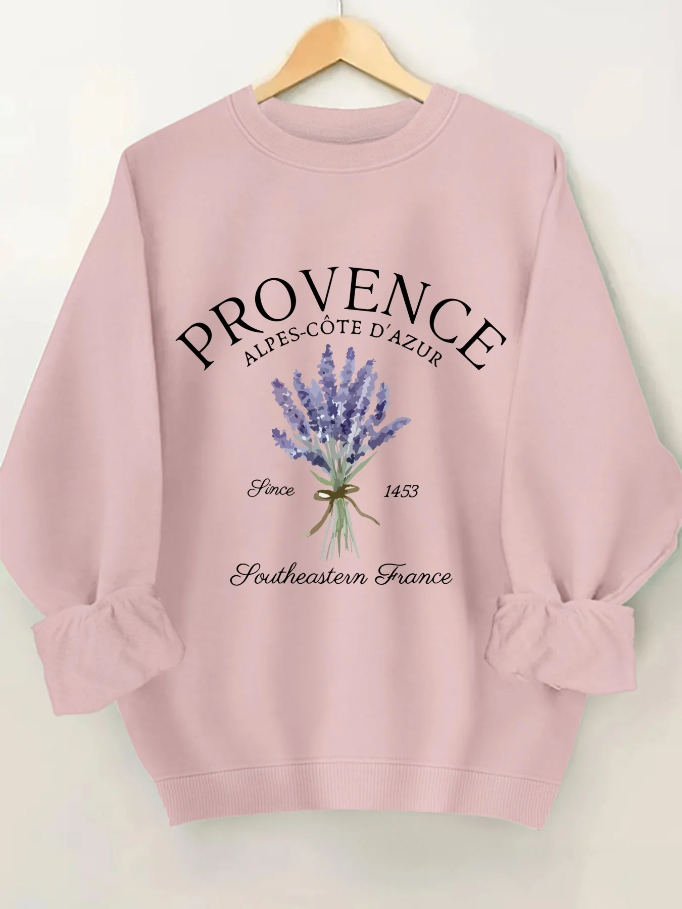 

Fashionable Letter Flower Pattern round Neck Sweatshirt for Women Stylish Printed Ladies Crew Neck Pullover Hoodie