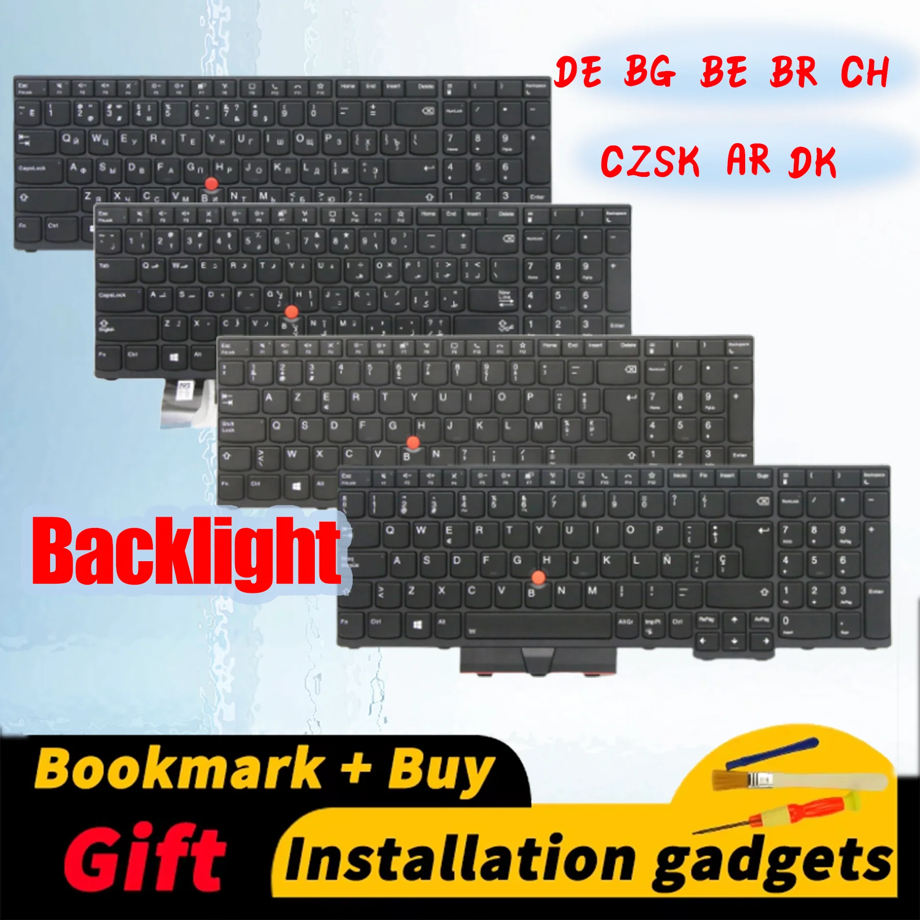 

Арабская, бельгийская, българская, бразильская, швейцарская, чешско-словацкая, немецкая, датская клавиатура с подсветкой для Lenovo Thinkpad L15 Gen1/L15 Gen2