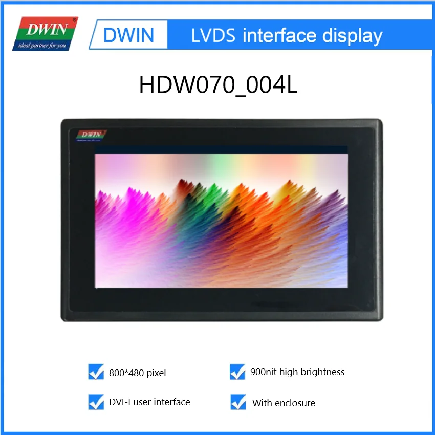 DWIN LVDS Differential Multimedia Display 7.0 Inch 800*480 TN LCM 16.7M Colors Resistive Touch Display with DVI-I User Interface