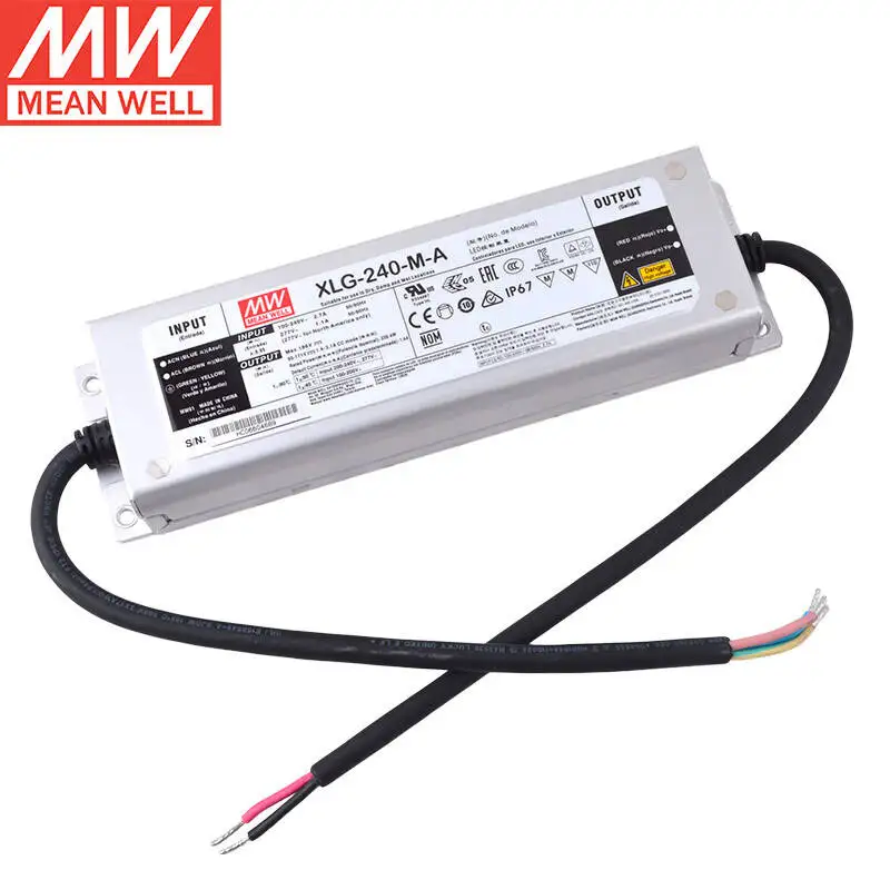 

TaiWan MEANWELL XLG-240-M-A Constant Power Mode LED lighting Driver Buit-in active PFC Function AC-DC water proof IP67