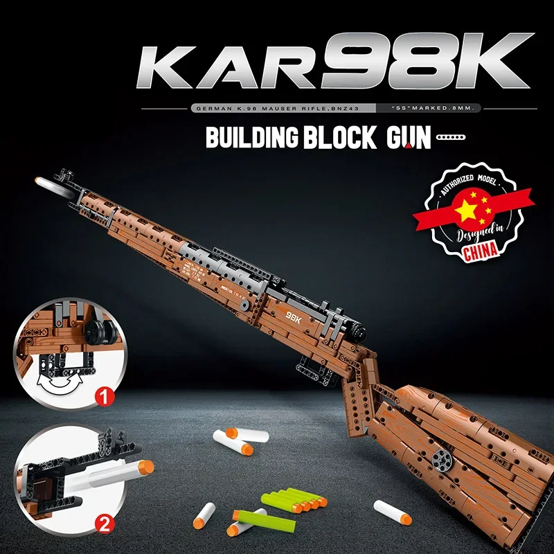 WW2 Series 1082pcs KAR-98 Sniper Rifle Weapon Building Blocks Military 98k Rifle Gun Model Bricks Toys For Childrens Boys Gifts