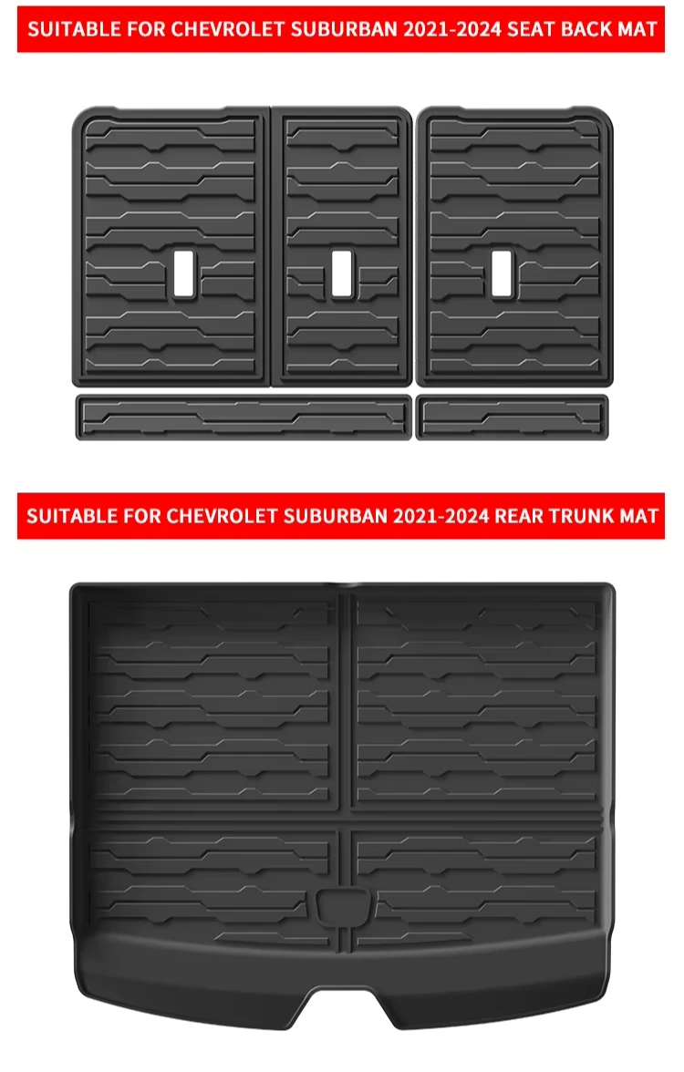 TPE Car Seat Back Mat Trunk Mat for Chevrolet SUBURBAN Tahoe / Tahoe RST GMC Yukon Car Mats Waterproof Non-slip Luxury Car Foot