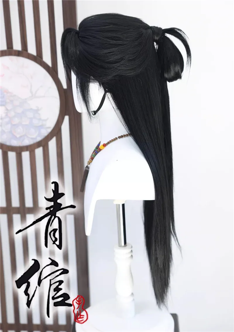 

2026 new Black Qingxi Where Winds Meet Ancient Style Role Play Cos Lace Wig for Halloween Party Performance wig