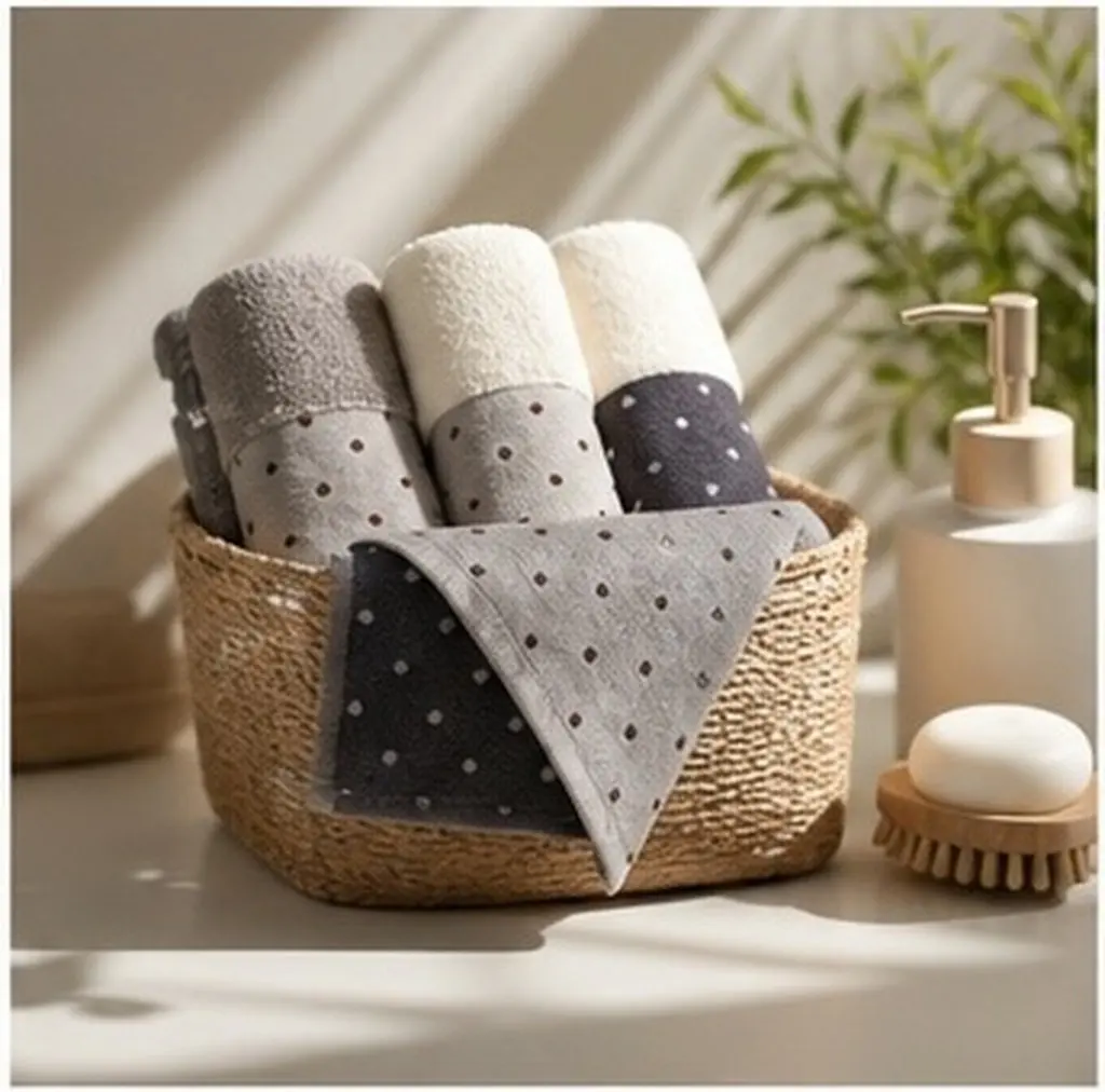 4Pcs Pure Cotton Facial Towels 6-Layer Absorbent Skin-Friendly Washcloth for Bathroom Home Couple Daily Use Household Towel Set