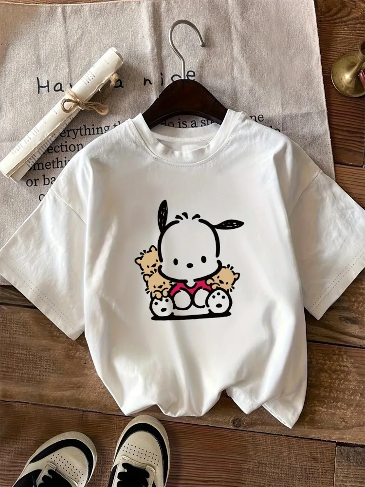 Ladies' Printed Short Sleeved Fashionable Casual Round Neck T-shirt with Cute Cartoon Pattern Top for Daily Wear
