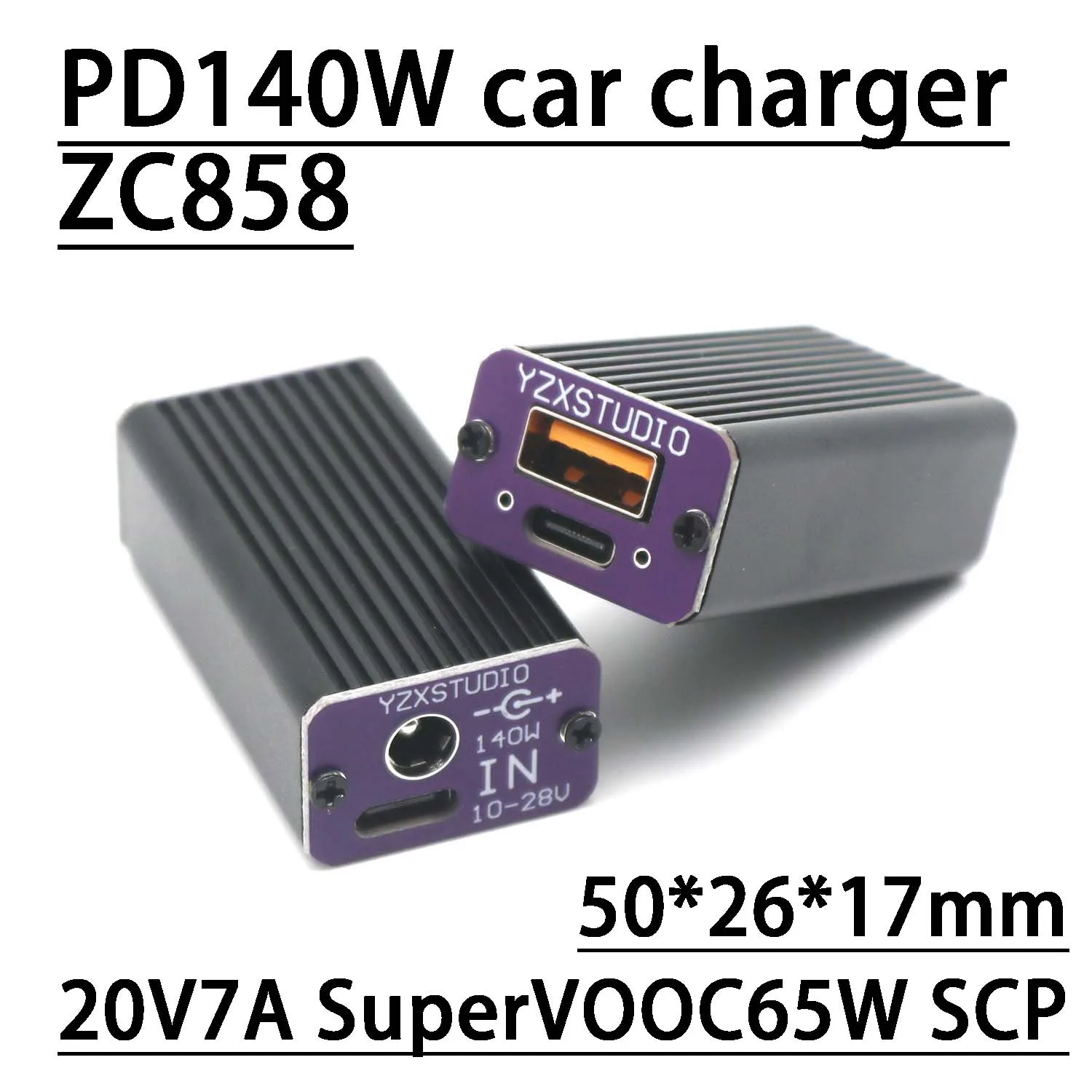 ZC858 140W DC Car Charger Desktop Fast Charging Converter Charge Adapter 20V SuperVOO PPS QC PD 5525 12V 24V TO TYPE-C USB 5V