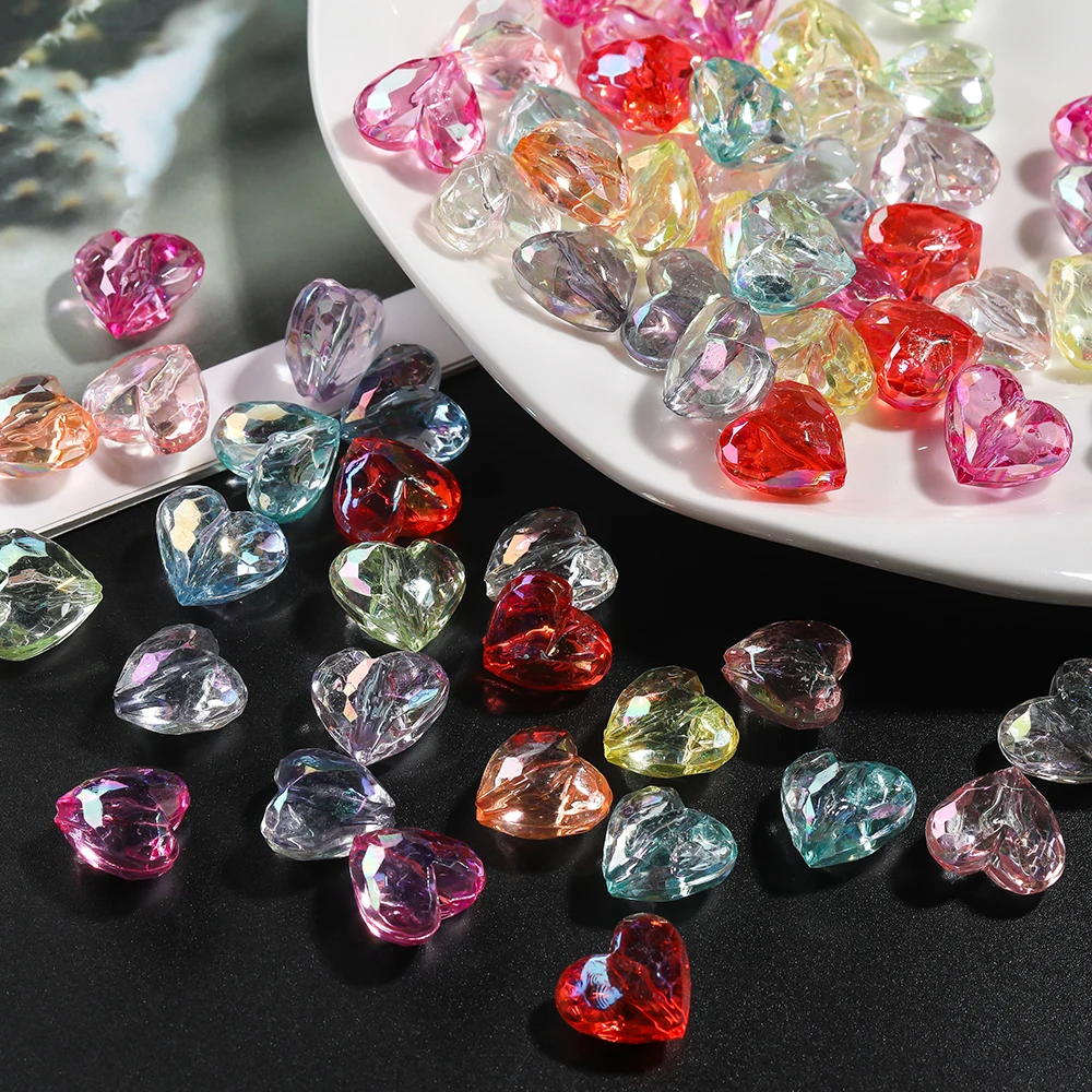 

20pcs 17.5*19mm AB Color Acrylic Faceted Heart Shaped Beads Spacer Beads for DIY Jewelry Making Necklace Bracelet Accessories