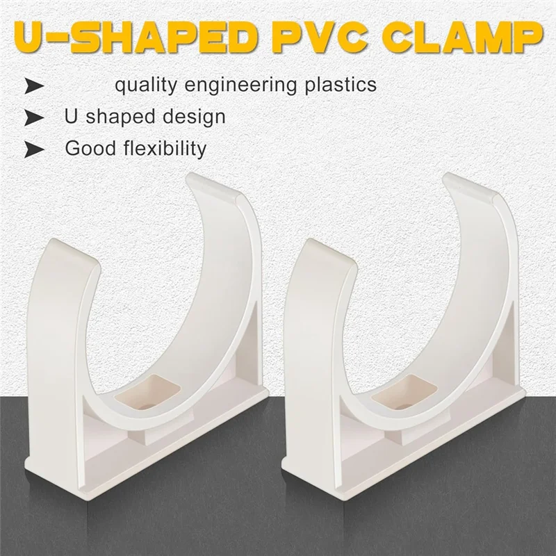 

【Rushed】50 Pack 2 Inch U-Shaped PVC Water Pipe Clamps Clips Pipe Hangers Holder Pex Tubing Clamps Plastic Water Pipes Support