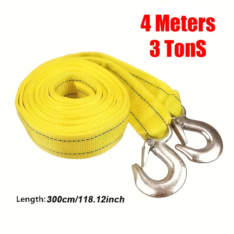 1 Stuks 3M/4M Auto Sleepkabel Zware Sleepband 3 Ton/5 Ton met Haken Aanhangertouw Wegreddingsaccessoires voor Auto's zware sleepkabel sleepkabel met haken sleepaccessoires auto aanhangertouw auto