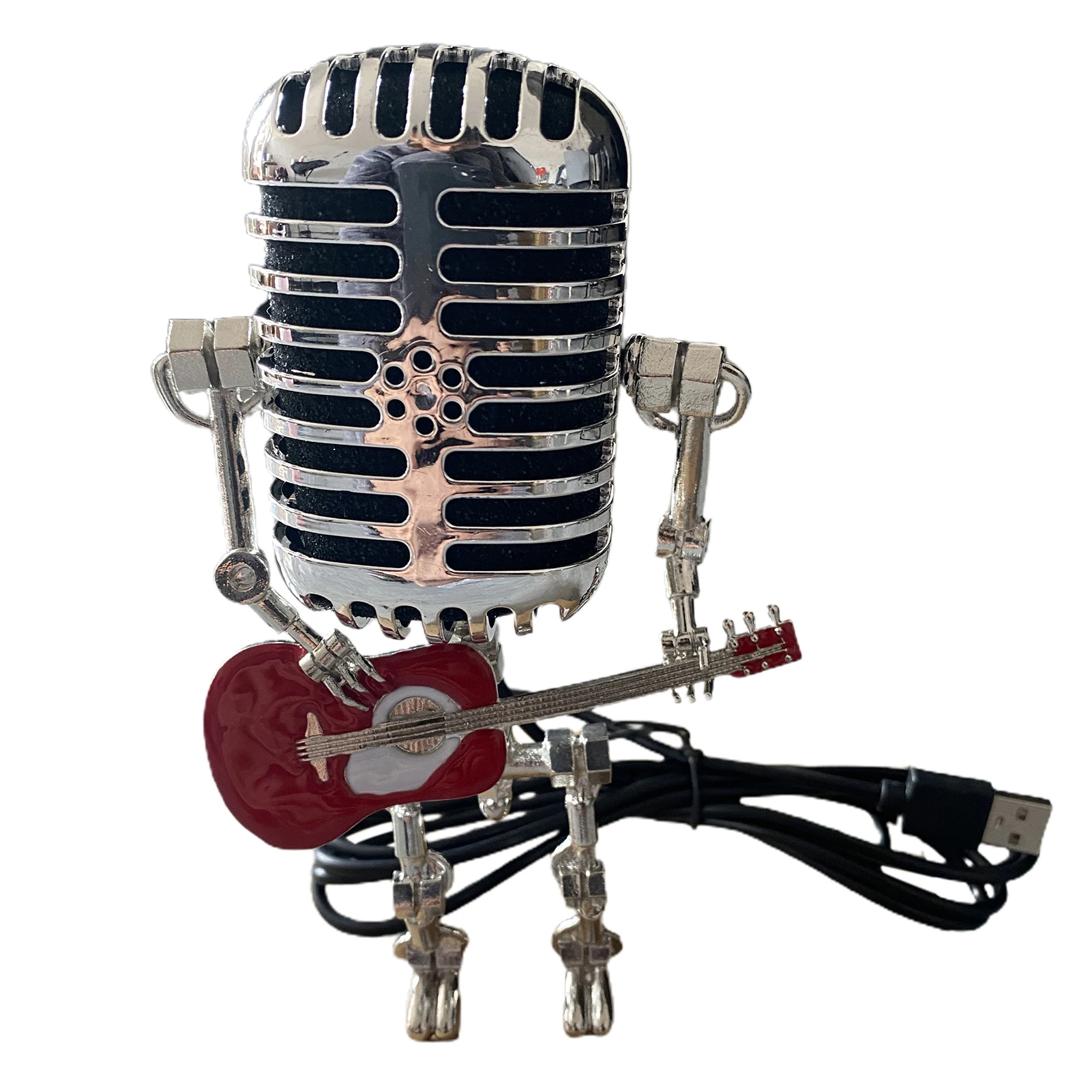 Microphone Robot Desk Lamp Metal Microphone Robot Lamp With Mini Guitar Table Lamp Robot Desk Lamp With A Guitar For Bedrooms