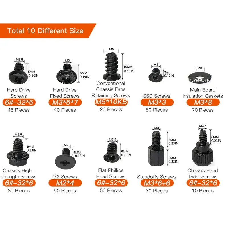 400 PCS Computer Screws Kit, Motherboard Standoffs, PC & Laptop, Case Fan, SSD HDD Hard Drive Screws