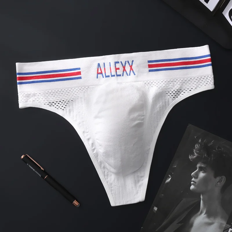 Men Thong Briefs Mesh Seamless 3d Space Capsule Pouch Underwear Ice Silk Breathable Underpants High Elastic Bikini Slip Homme