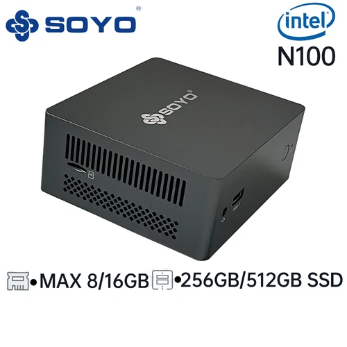 SOYO M2PLUS 미니 PC, 인텔 셀러론 N100, 윈도우 11 프로 컴팩트, 가정, 비즈니스, 게임에 이상적, 8 GB, 16GB RAM, 256 GB, 512GB SSD 