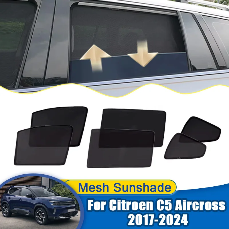 

For Citroen C5 Aircross Accessories C84 2017-2024 2019 2020 Car Mesh Sunshades Sun Visors Window Magnetic Privacy Curtain Shield