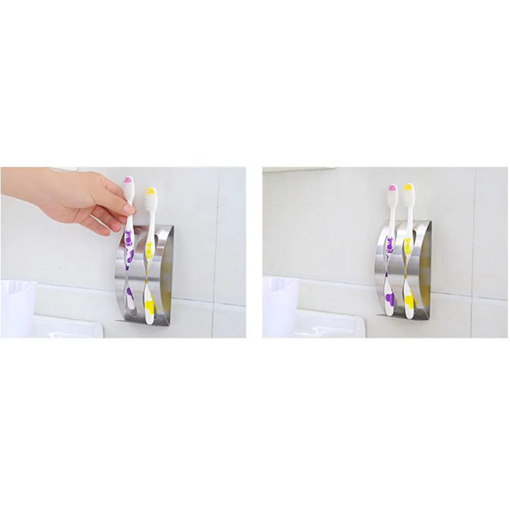 

Sticky Hook Toothbrush Razor Holder Stainless Steel Waterproof Self Adhesive Wall Mount Hooks Bathroom ganizer Up To 5kg No