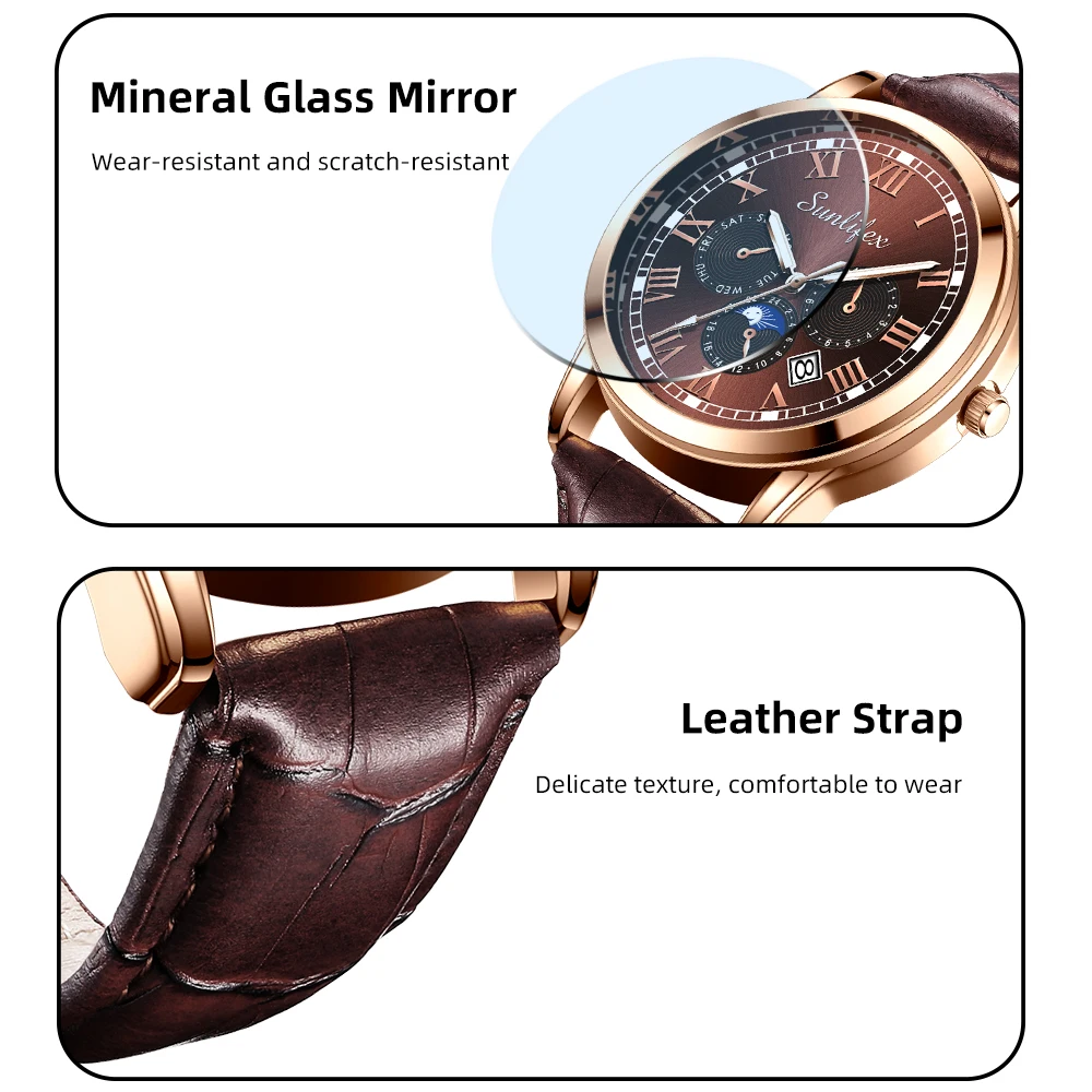 Sunlifex Men's Quartz Watch Business Leather Watch