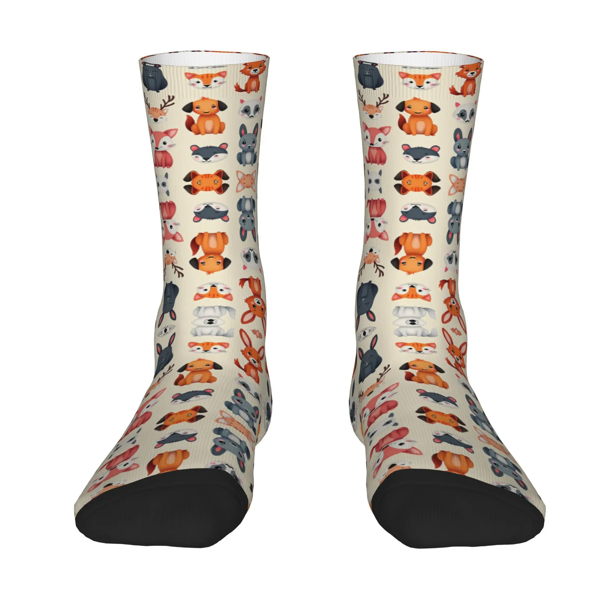 Hip Hop Vintage Cute Animals Fox Rabbit Deer Dog Raccoon Men's compression  Socks Unisex Pattern Printed Crew Sock tops fugees