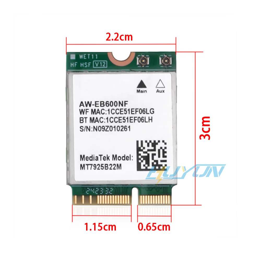 Imagem -04 - Cartão Wifi M.2 Ngff Mtk7925 Bluetooth com Antenas Internas