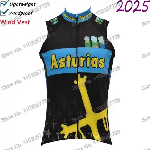 Asturias İspanya 2025 bisiklet yeleği rüzgarlık Pro yarış erkekler rüzgar yeleği yaz yol bisikleti Jersey kolsuz MTB kadın bisiklet ceketi
