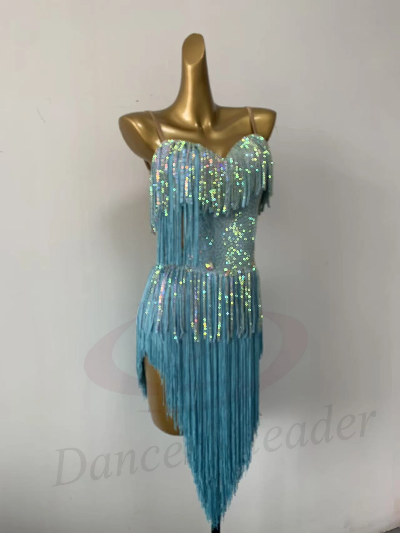 

Latin Dance AB Stone Female Adult Children High end Customized Double layer Tassel Flower Dress Samba Team Performance Dress