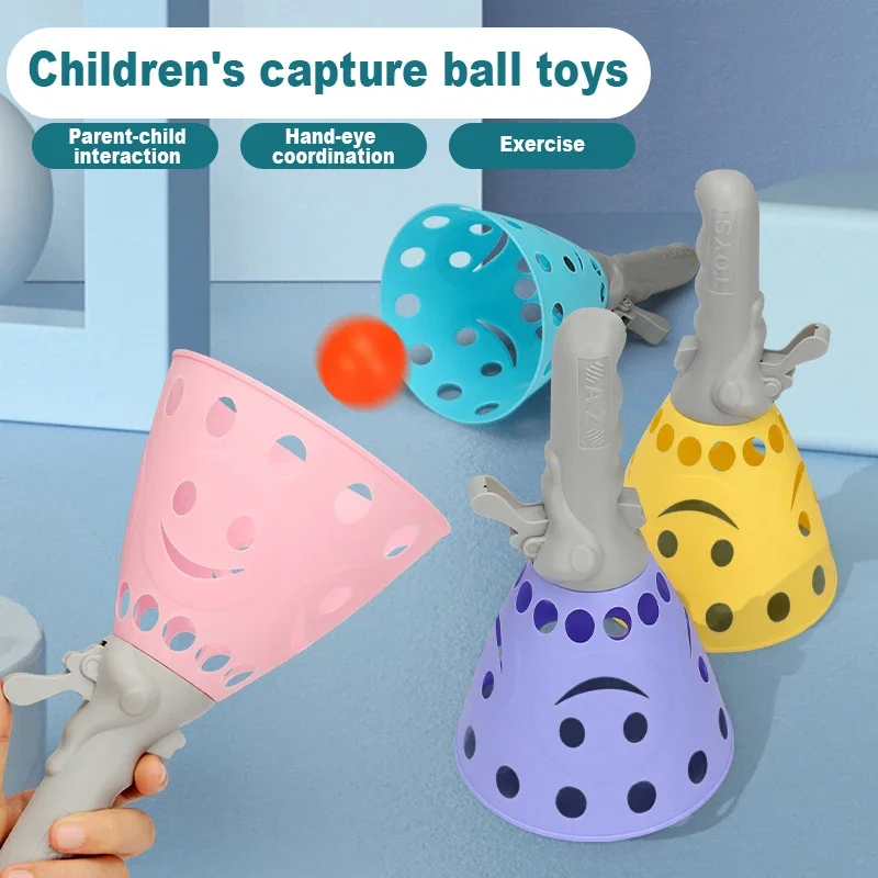 Juego de juguetes para interiores y exteriores, actividades para niños, captura emergente con 2 cestas lanzadoras y 4 pelotas, regalo para niños y niñas