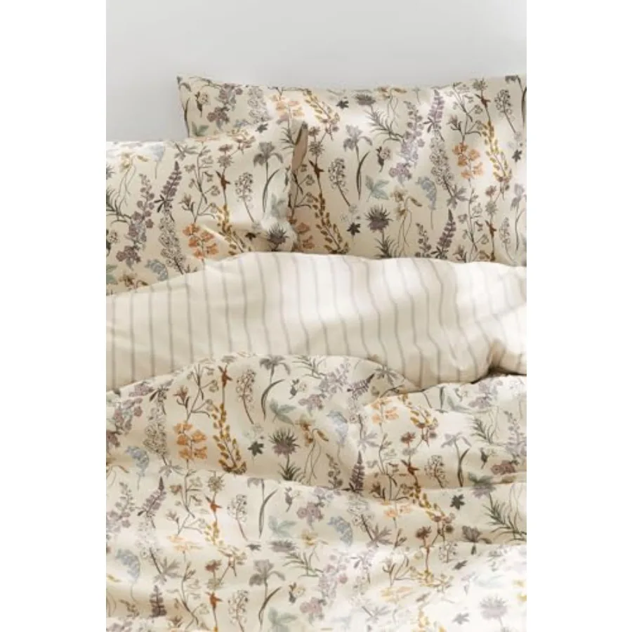 Juego de Ropa de Cama con Estampado de Flores Primaverales, Estilo Cottagecore, 3 Piezas, Funda de Edredón, Microfibra Suave y Ligera, Estilo Pastoral