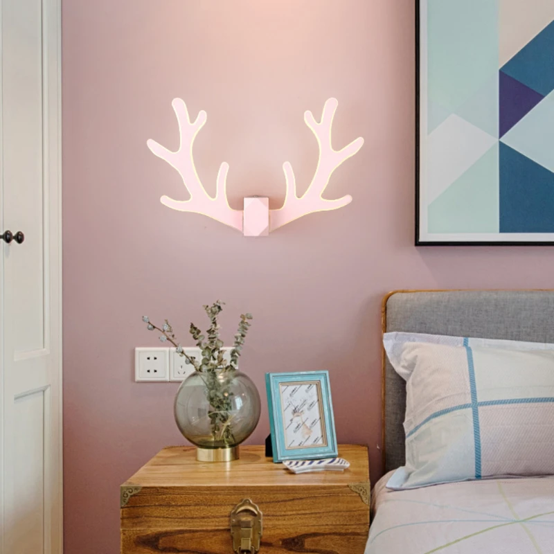 

LED Modern Light Colorful Antler Wall Lamp Indoor Night Light Living Room Bar Hotel Children Bedroom Creative Deer wall decor