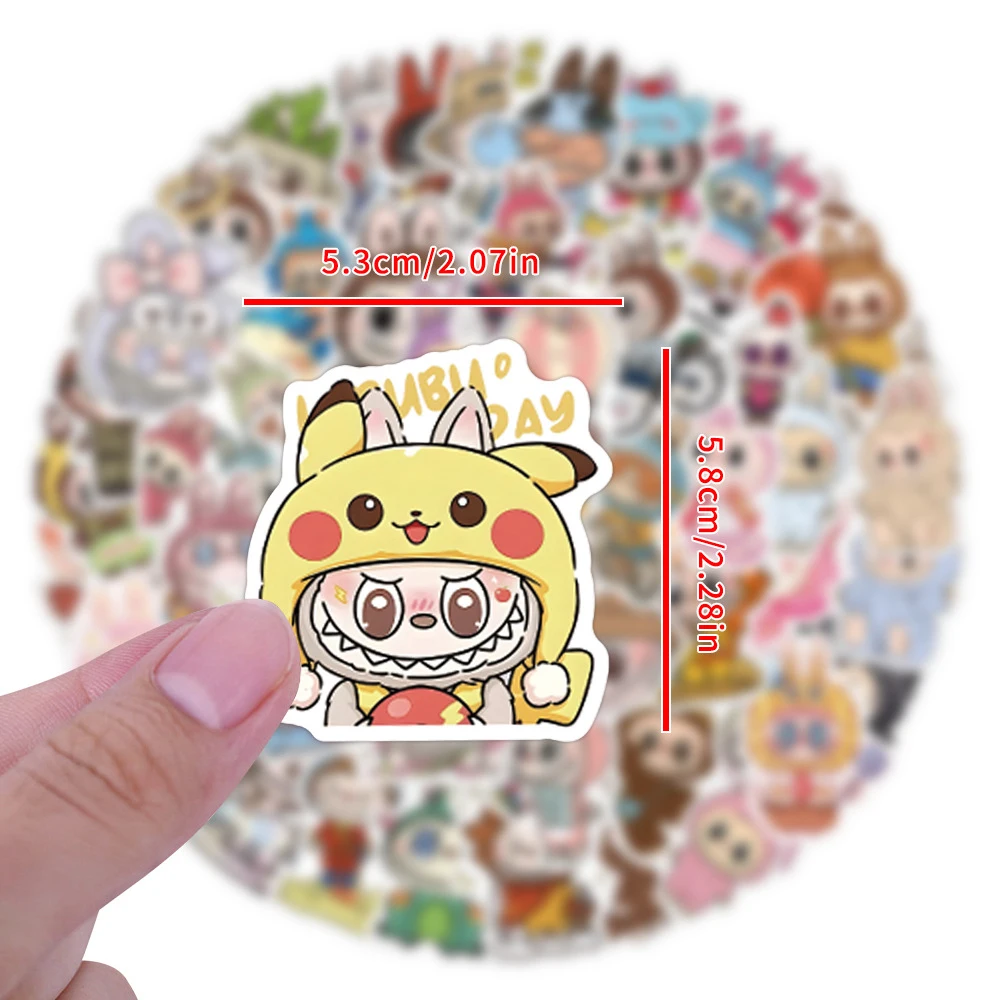 

10/30/50/110pcs Kawaii Cosplay Labubu Anime Stickers Cartoon Decals Kid Toy DIY Suitcase Motorcycle Helmet Luggage Cute Sticker