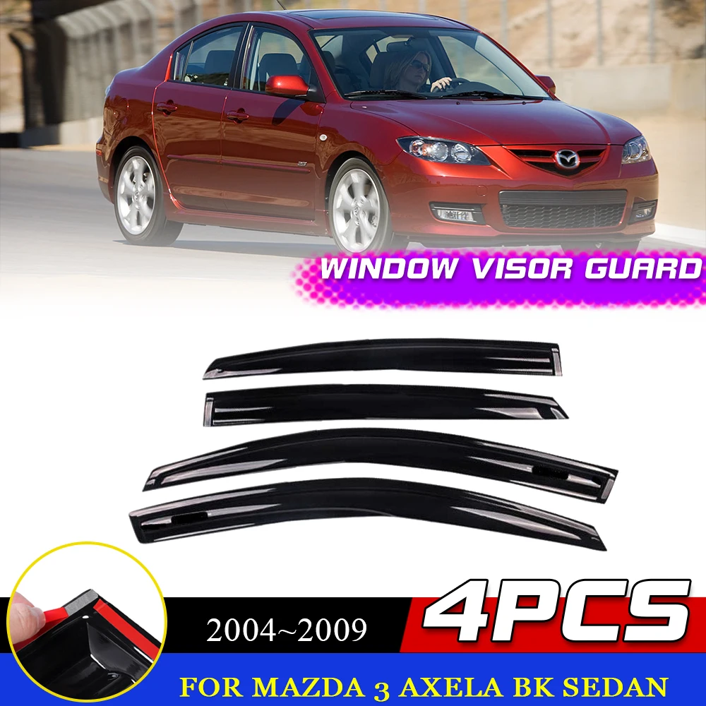 

Windows Door Visor for Mazda 3 Axela BK Sedan 2004~2009 Awnings Sun Rain Eyebrow Smoke Deflector Sticker Guard Cover Accessories